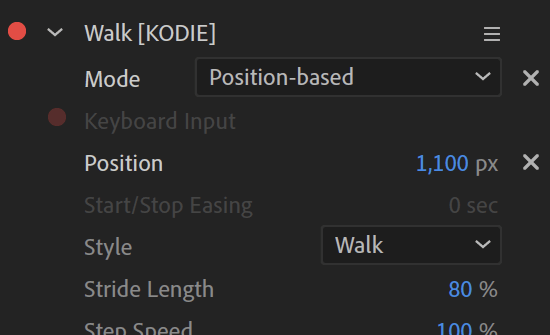 Tutorial. Walk behaviour Position Key setting in Adobe Character Animator