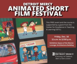 Flyer for the Detroit Mercy Animated Short Film Festival