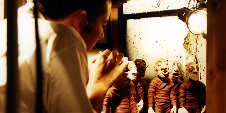 Behind the scenes. Philip Smith animating a Stop-Motion scene on 1998 student film SIVE