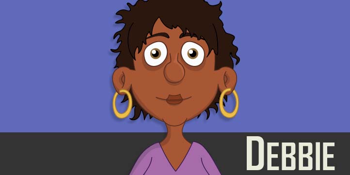 Debbie - a black adult female businesswoman puppet