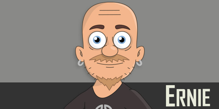 Ernie - A white male lead guitarist musician puppet for Adobe Character Animator.