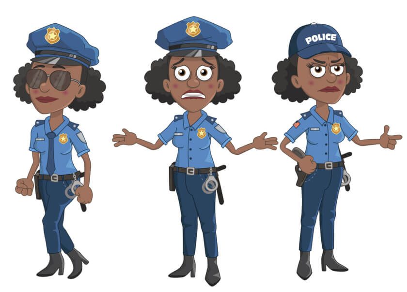 Dayana - black, Police-woman, female Puppet for Adobe Character Animator