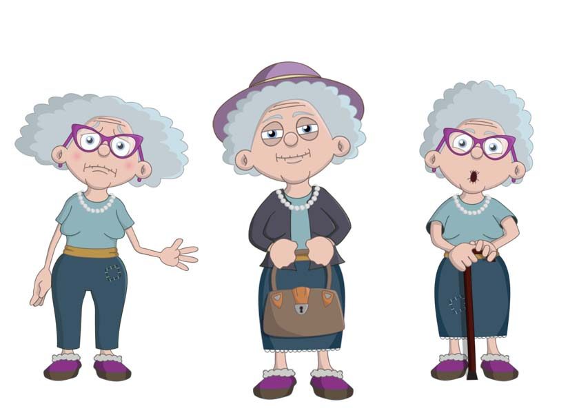Helga - an elderly white female puppet