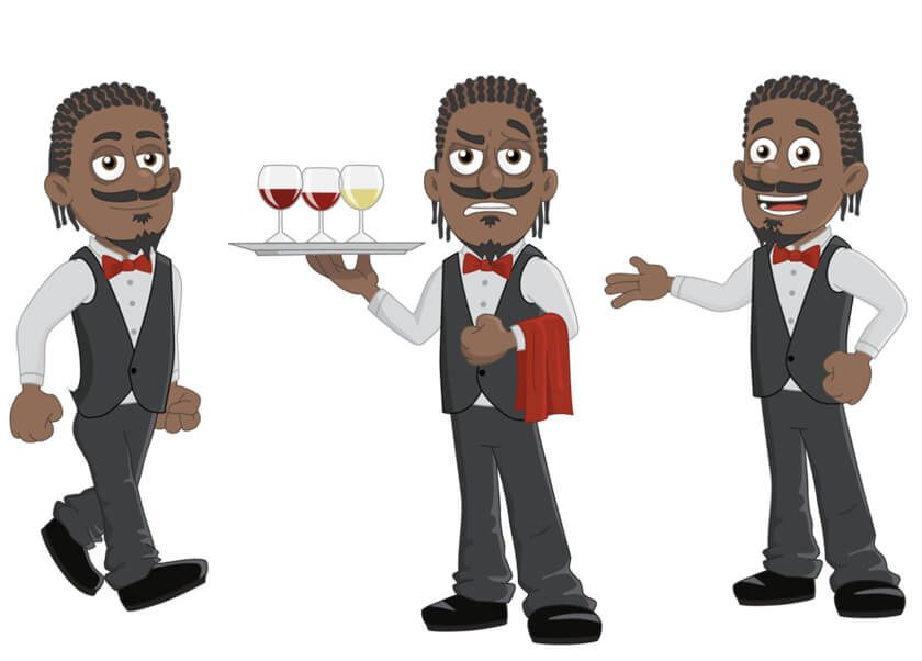 Isiah - black, waiter, male Puppet for Adobe Character Animator
