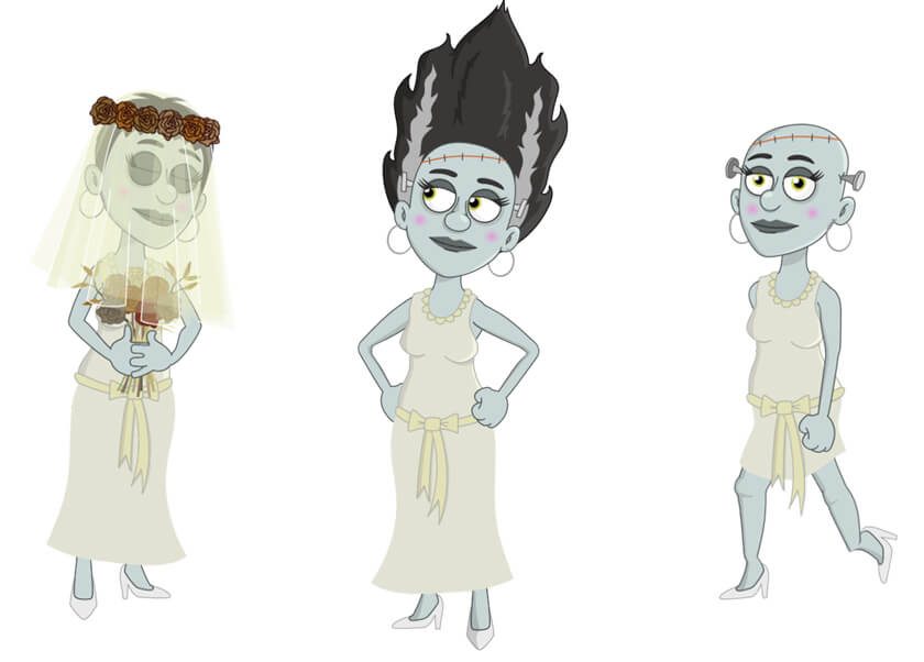 Mona - A Halloween Zombie Adult female bride Puppet for Adobe Character Animator