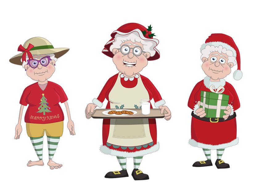 Mrs. Claus is a Christmas puppet available for Adobe Character Animator.